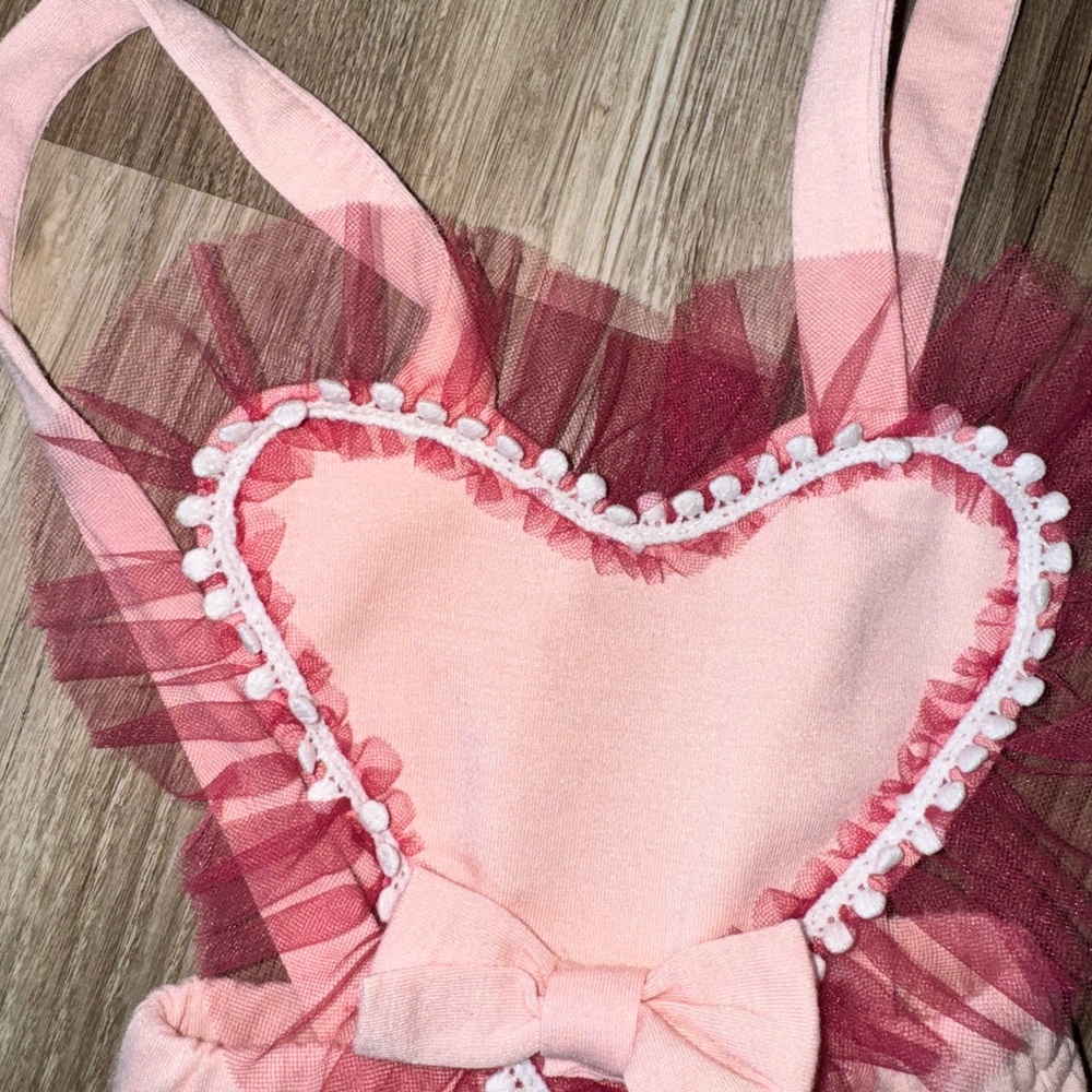 Pink Ruffled Heart Romper - Picture 3 of 4